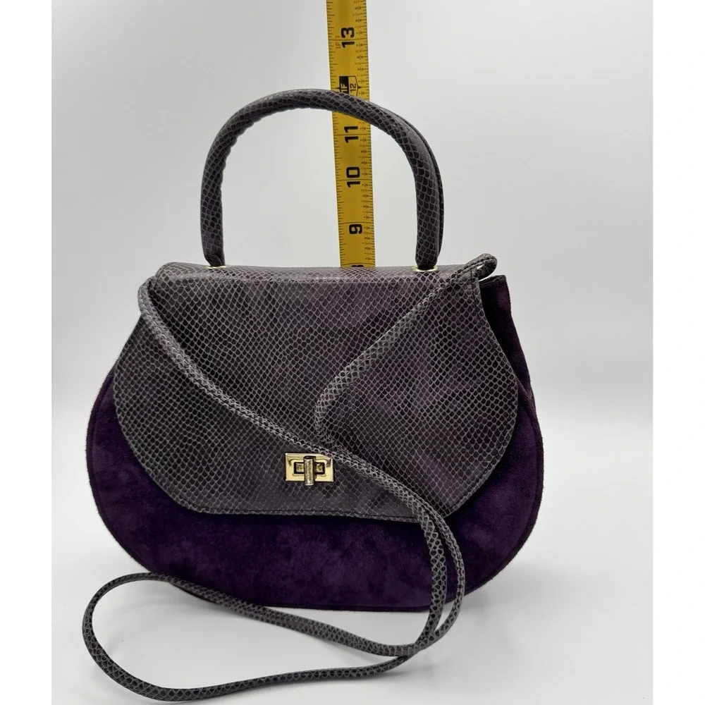 Vintage Reem‎ USA Purple Suede Leather Shoulder Bag 1980s Retro Glam Read
